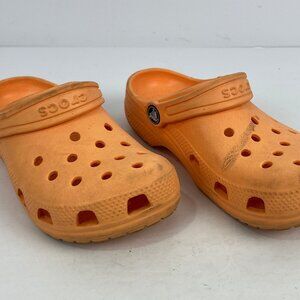 Crocs Kids Slippers Size 13 Orange Rubber Almond Toe Flat Heel